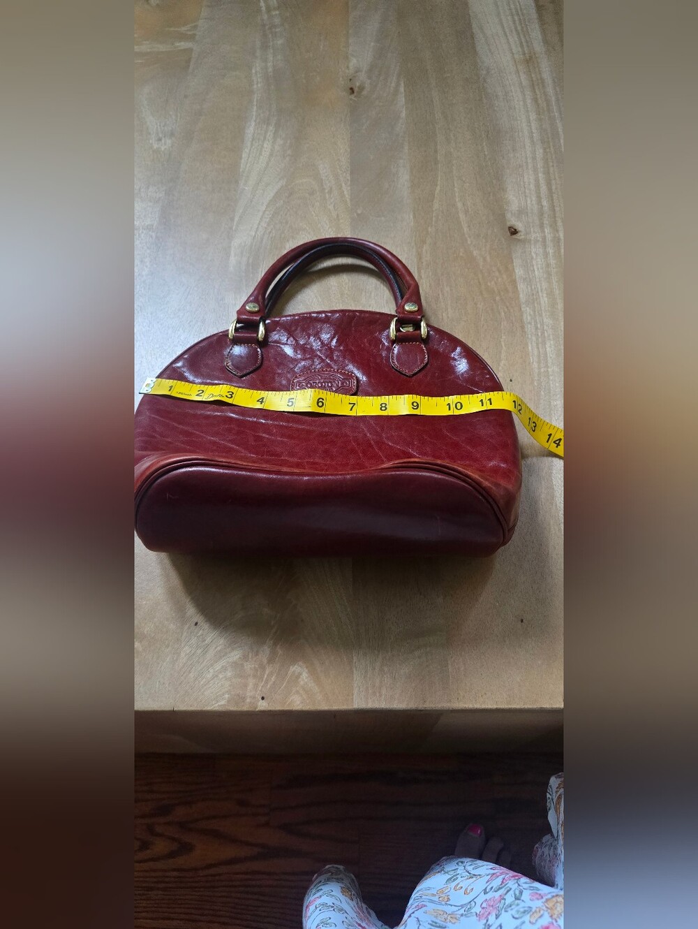 Vintage Oroton Australia Burgundy/Brown Leather Dome Satchel Handbag - Picture 5 of 9